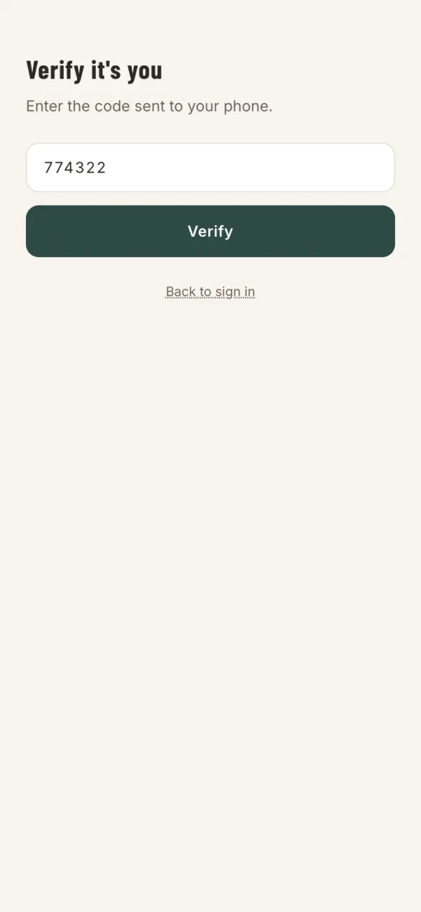 The Verify it's you screen with a six-digit code entered