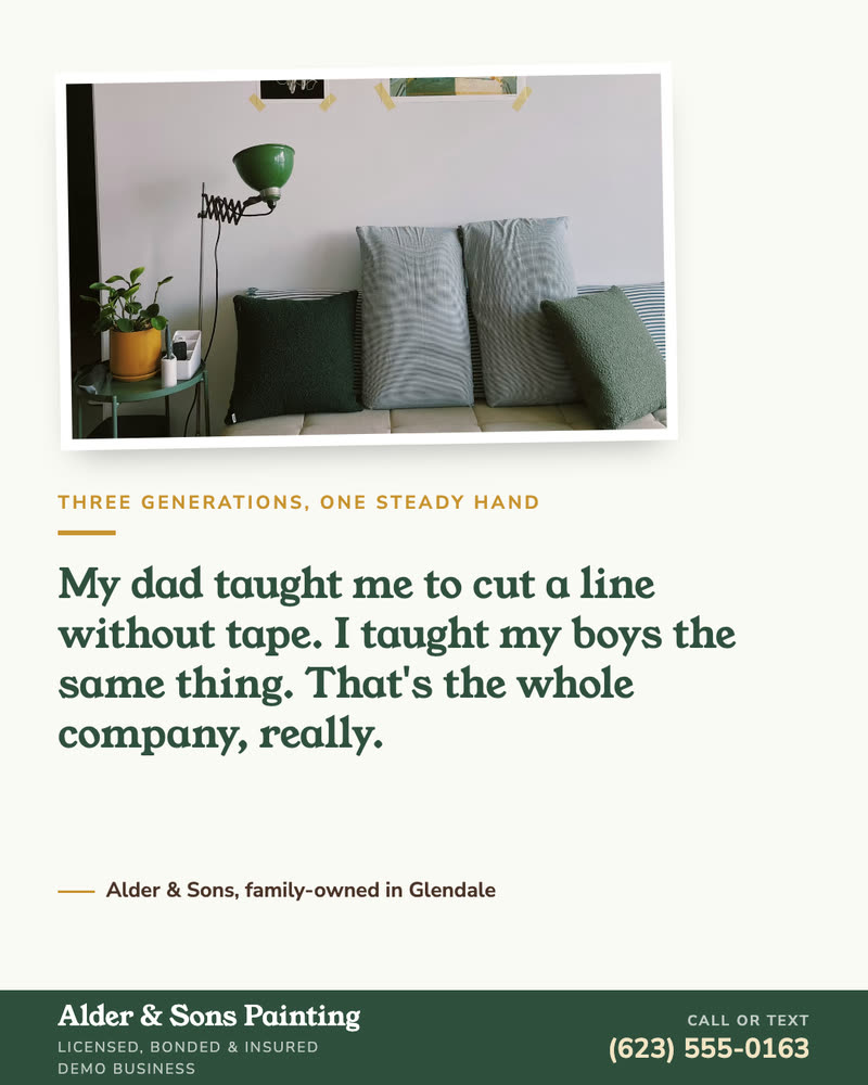 Quote post for Alder & Sons Painting, a demo business: cutting a line without tape
